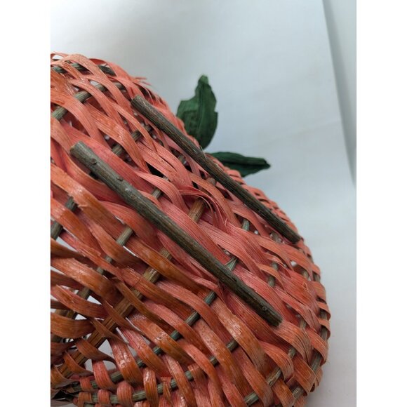 Basket Buttocks lightweight colorful woven w/ faux leaf vine Primitive Farmhouse - Picture 7 of 16
